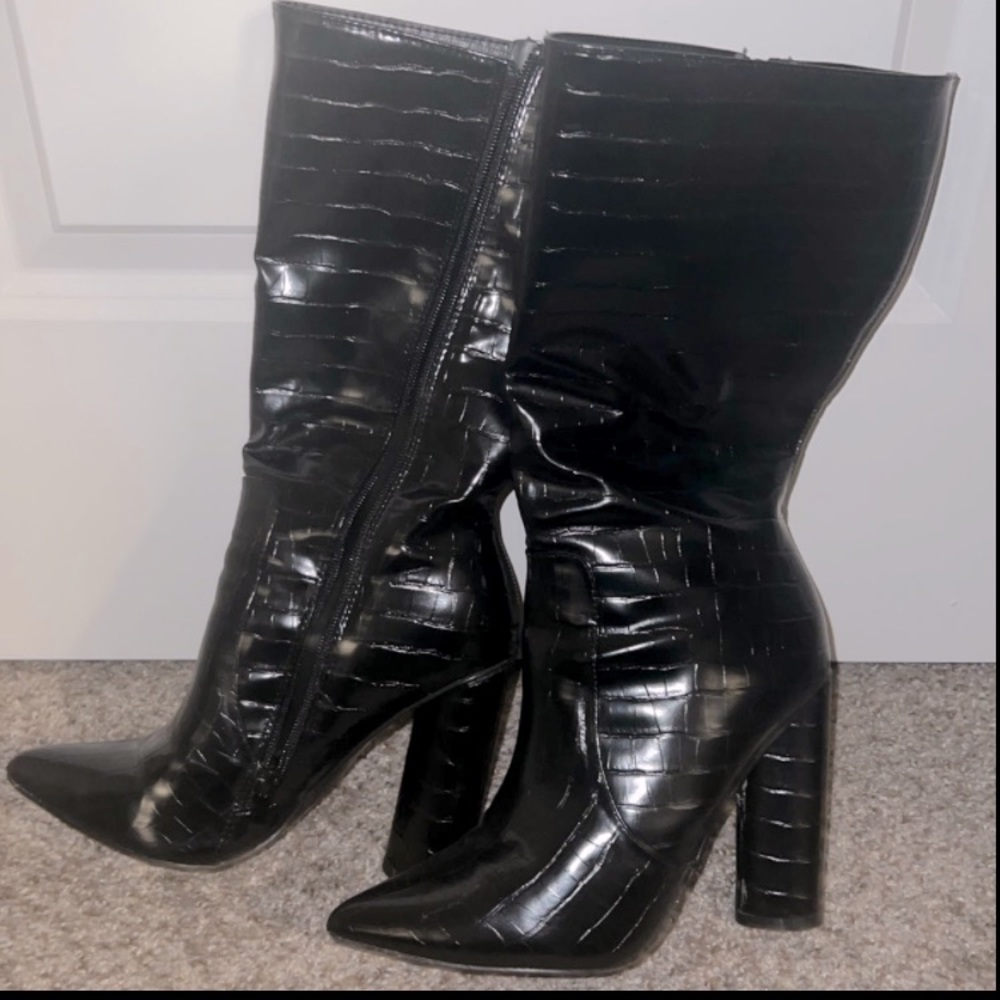 croc embossed boots